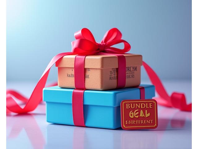 Stack of three board game boxes tied together with a ribbon and a 'Bundle Deal' tag